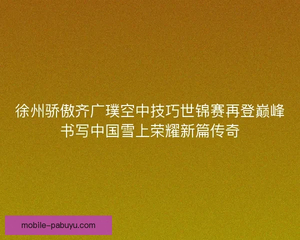 徐州骄傲齐广璞空中技巧世锦赛再登巅峰书写中国雪上荣耀新篇传奇