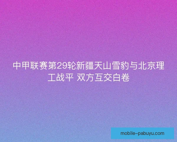 中甲联赛第29轮新疆天山雪豹与北京理工战平 双方互交白卷