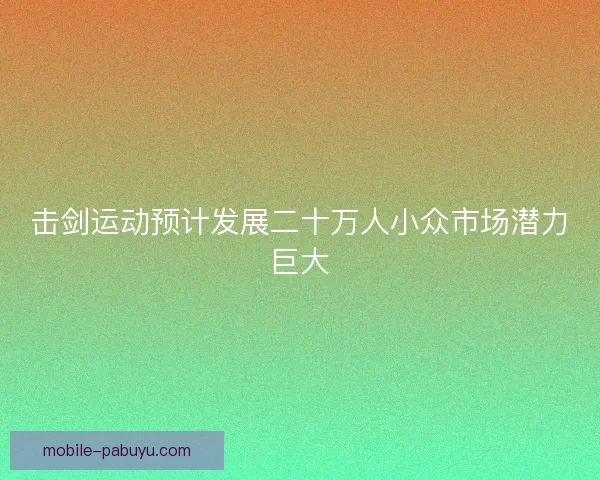击剑运动预计发展二十万人小众市场潜力巨大 击剑运动预计发展二十万人小众市场潜力巨大